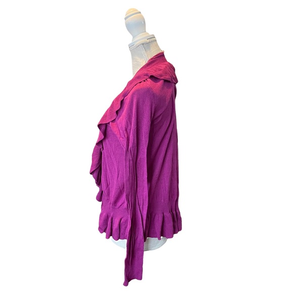 Byron Lars Violet Ruffle Open Cardigan - Picture 2 of 11